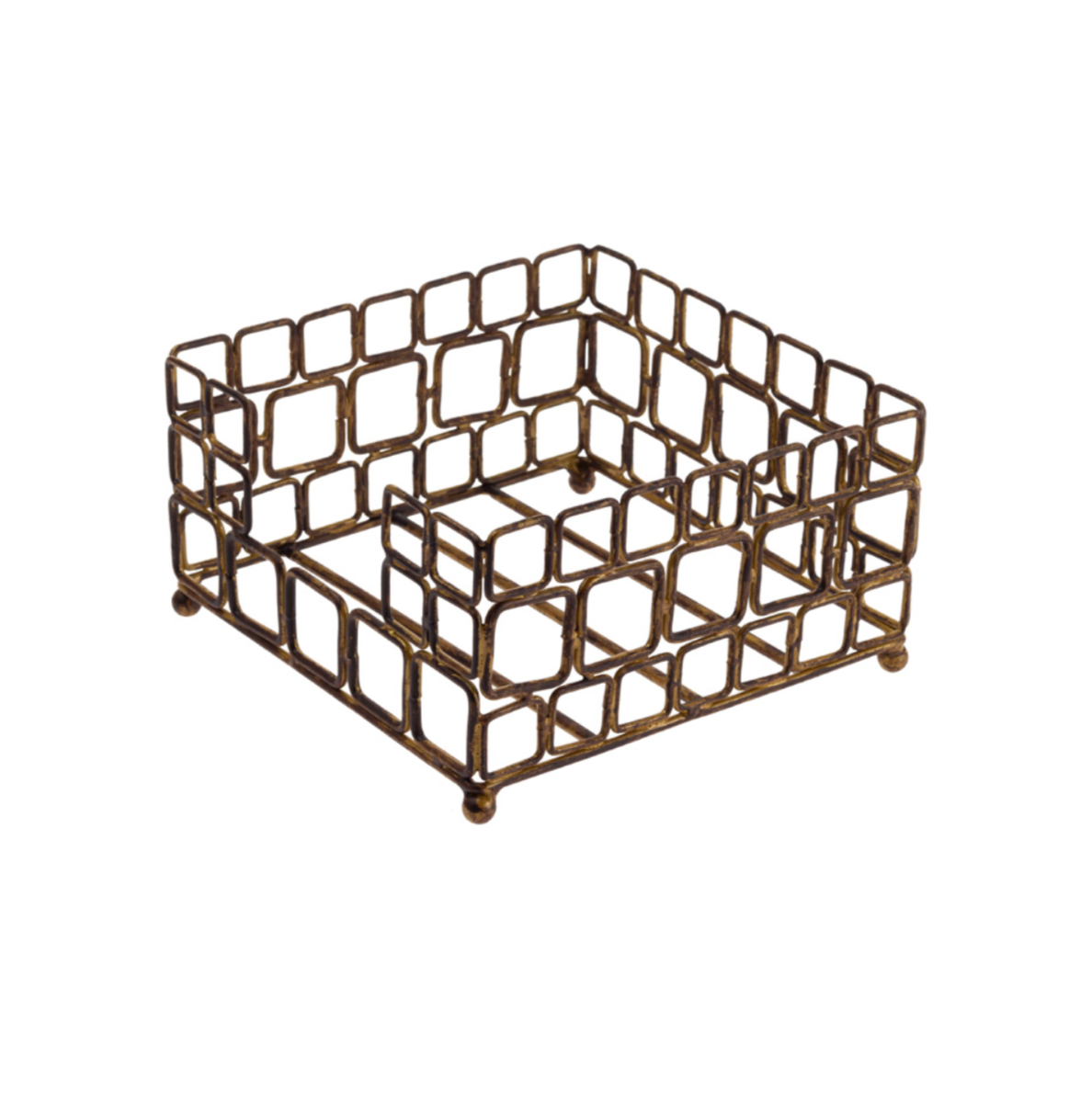 Square Links Paper Cocktail Napkin Metal Caddy Aged Gold