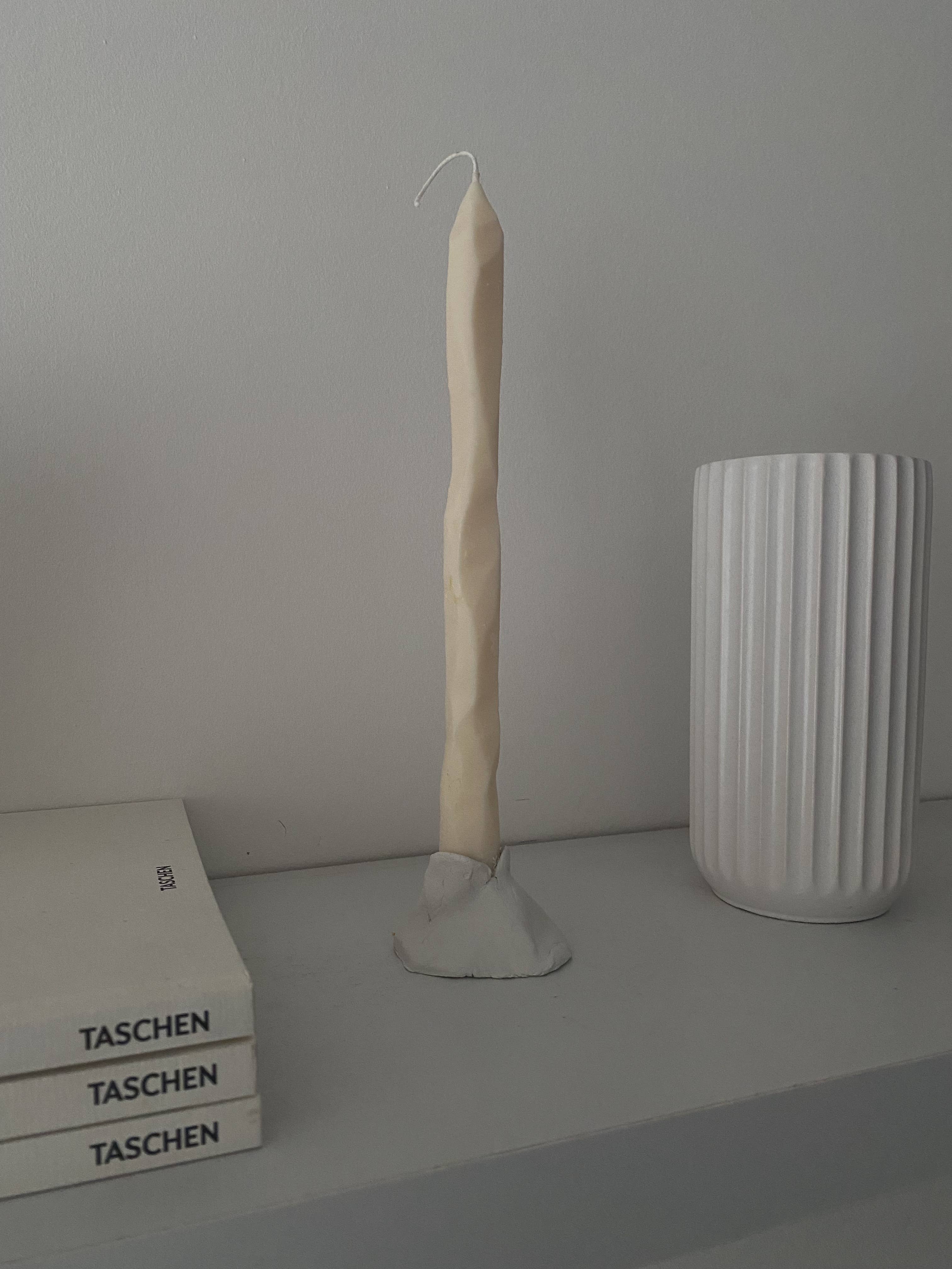 Hand-Carved Tapered Candle Sticks - White