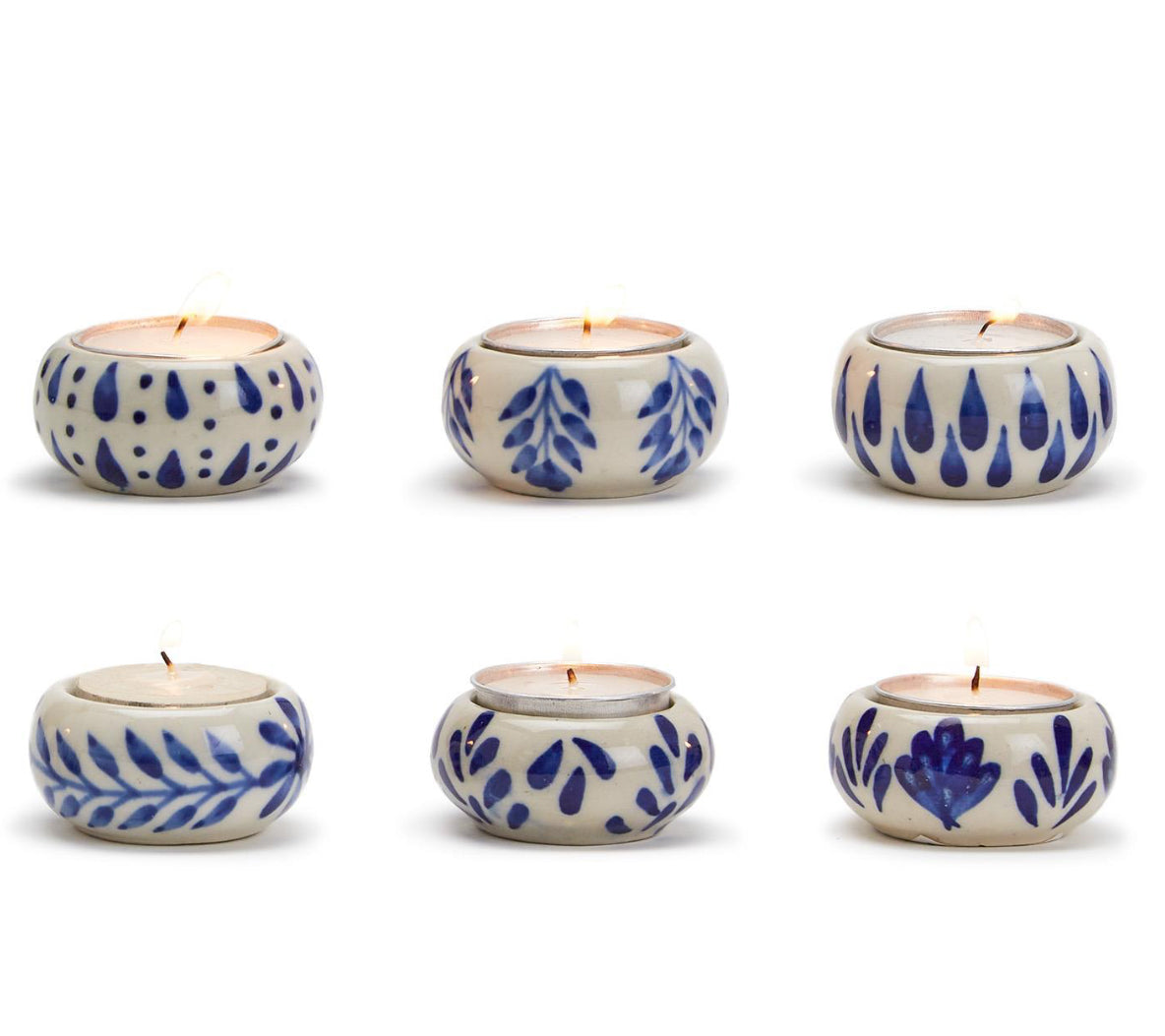 Blue and White Chinoiserie Candleholder with Tealight Candle