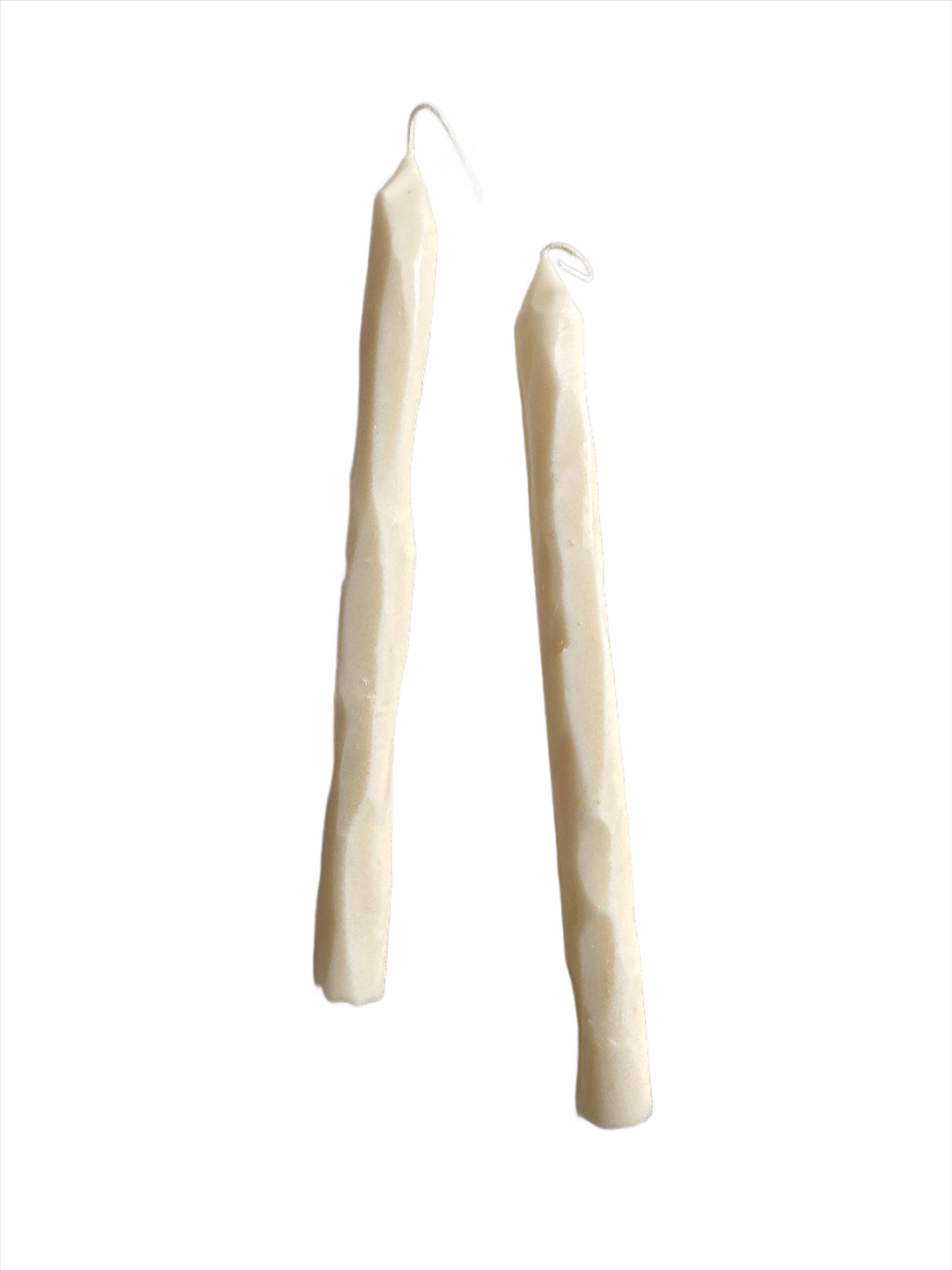 Hand-Carved Tapered Candle Sticks - White